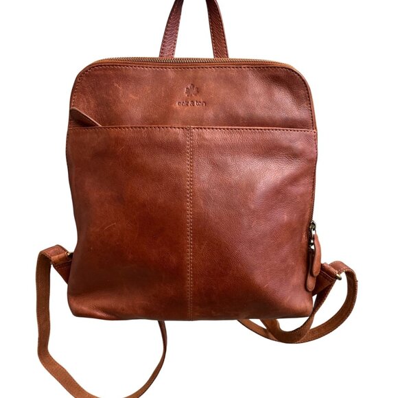 Oak & Tan Handmade Leather Backpack Rustic Chestnut Brown - Picture 3 of 14